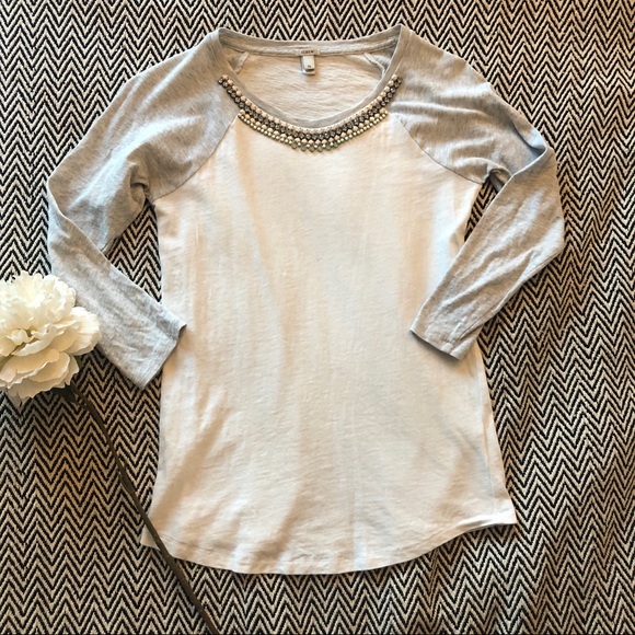 J. Crew Tops J Crew Embellished Baseball Tee Poshmark